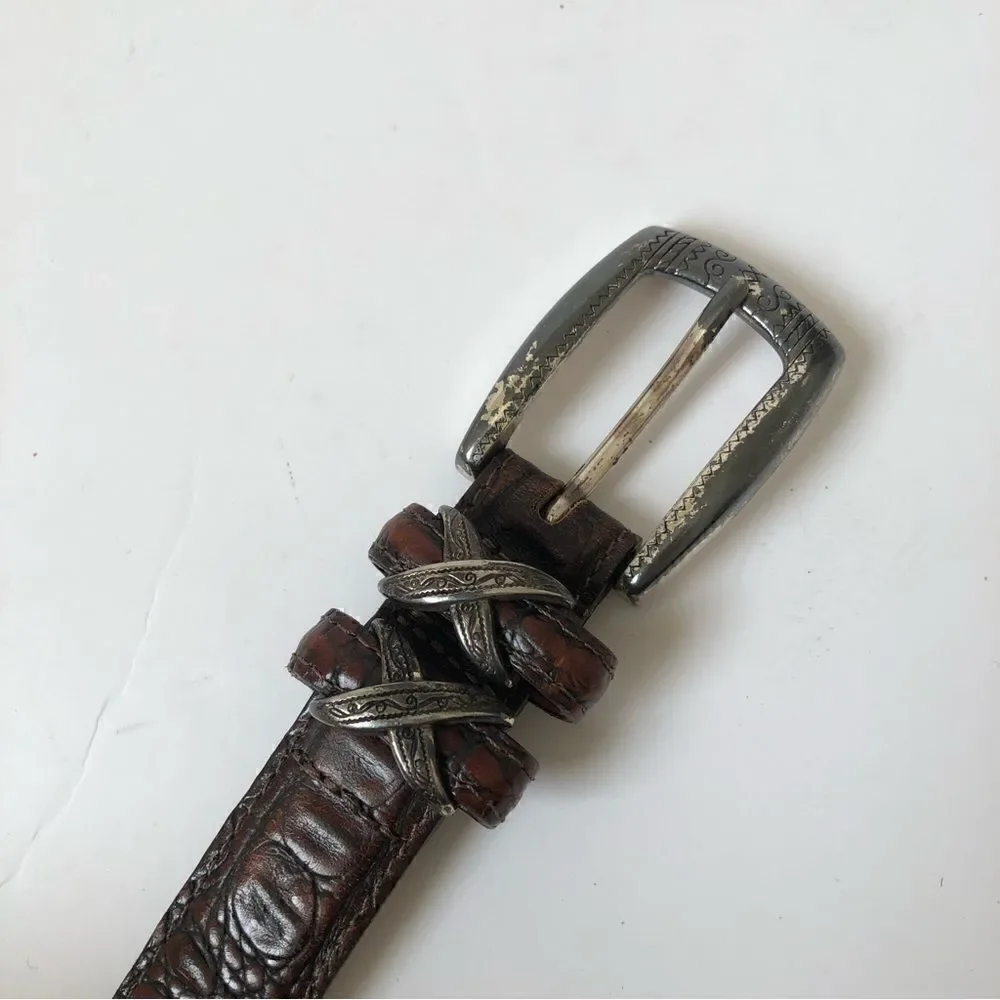 Brighton reptile print leather belt with silver finished buckle